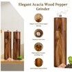 2 Pack Acacia Wooden Salt and Pepper Grinder Set 8 Inches Refillable Salt and Pepper Mills Adjustable Coarseness,Acacia Wood Ceramic Core Peppercorn Shaker