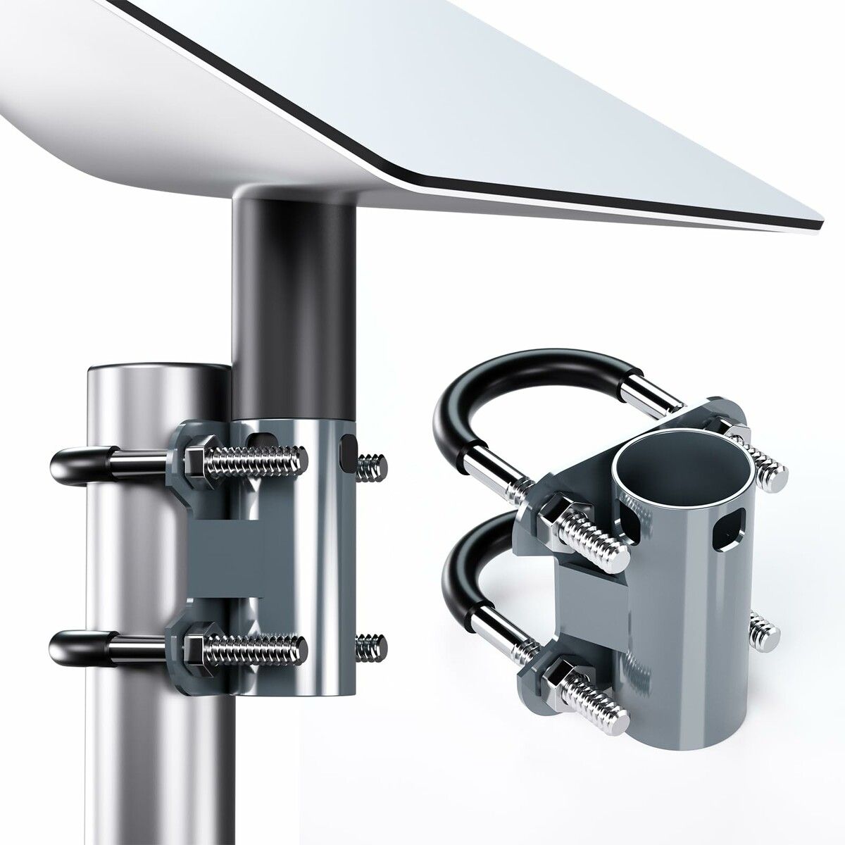 Starlink V2 Mount Adapter,Universal U-Bolt Pipe Clamp for Satellite Dish, Heavy Duty Steel Mast Pole Bracket,Starlink Mounting Kit,Weatherproof