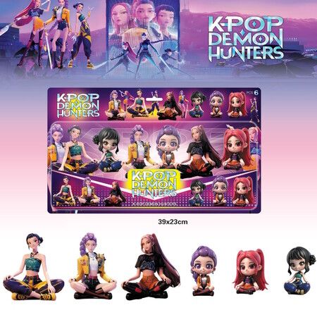 KPOP Demon Hunter Chibi Mini Figures 6 Pack PVC Collectible Model Toy Holiday Presents Birthday Gift