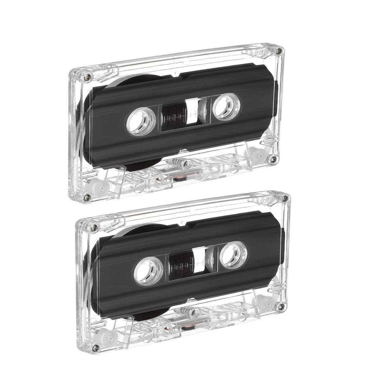 2 Pack Blank Cassette Tapes 60 Minutes Clear Audio Recording Tape with Plastic Storage Case for Music Speech Collectors
