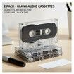 2 Pack Blank Cassette Tapes 60 Minutes Clear Audio Recording Tape with Plastic Storage Case for Music Speech Collectors