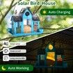Solar Bird Feeders House Outdoors Hanging Metal Wild Bird Feeder Large Cardinal Birdfeeder Birdhouses Gift for Bird Lovers Blue