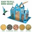 Solar Bird Feeders House Outdoors Hanging Metal Wild Bird Feeder Large Cardinal Birdfeeder Birdhouses Gift for Bird Lovers Blue