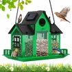 Solar Bird Feeders House Outdoors Hanging Metal Wild Bird Feeder Large Cardinal Birdfeeder Birdhouses Gift for Bird Lovers Green
