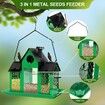 Solar Bird Feeders House Outdoors Hanging Metal Wild Bird Feeder Large Cardinal Birdfeeder Birdhouses Gift for Bird Lovers Green