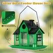 Solar Bird Feeders House Outdoors Hanging Metal Wild Bird Feeder Large Cardinal Birdfeeder Birdhouses Gift for Bird Lovers Green