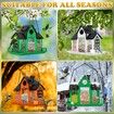 Solar Bird Feeders House Outdoors Hanging Metal Wild Bird Feeder Large Cardinal Birdfeeder Birdhouses Gift for Bird Lovers Green