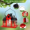Solar Bird Feeders House Outdoors Hanging Metal Wild Bird Feeder Large Cardinal Birdfeeder Birdhouses Gift for Bird Lovers Red