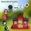 Solar Bird Feeders House Outdoors Hanging Metal Wild Bird Feeder Large Cardinal Birdfeeder Birdhouses Gift for Bird Lovers Red