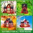 Solar Bird Feeders House Outdoors Hanging Metal Wild Bird Feeder Large Cardinal Birdfeeder Birdhouses Gift for Bird Lovers Red
