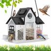 Solar Bird Feeders House Outdoors Hanging Metal Wild Bird Feeder Large Cardinal Birdfeeder Birdhouses Gift for Bird Lovers White