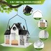Solar Bird Feeders House Outdoors Hanging Metal Wild Bird Feeder Large Cardinal Birdfeeder Birdhouses Gift for Bird Lovers White