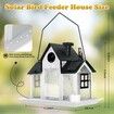 Solar Bird Feeders House Outdoors Hanging Metal Wild Bird Feeder Large Cardinal Birdfeeder Birdhouses Gift for Bird Lovers White