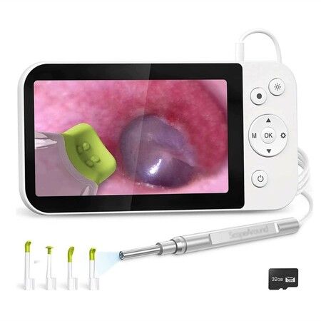Portable USB Digital Otoscope Camera, 3.9mm Otoscope with 5 Inches Screen 1080P HD Screen Ear Cleaner ScopeAround Ear Wax Removal with Camera