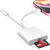 SD Card Reader for iPhone iPad, USB C and Lightning Dual Interface Memory Card Reader, Digital Camera Adapter to iPhone, MacBook, USBC Laptop