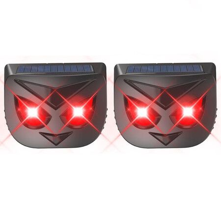 2Pcs Coyote Deterrent Solar Nocturnal Animal Repeller Outdoor Predator Guard with Red LED Lights for Chicken Coop,Farm,Yard and Garden