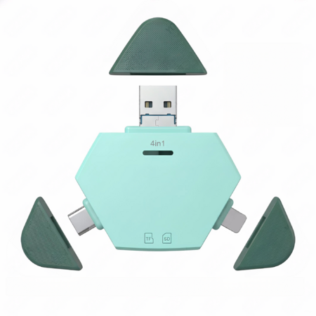 3-in-1 USB 3.0 SD TF Card Reader,OTG Adapter for iPhone,iPad,Mac And Android,Type-C Lightning USB-A,Magnetic Dustproof Memory Card Reader Color Green