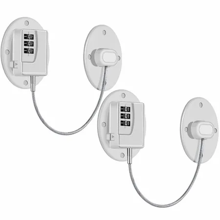 2 Pack Refrigerator Door Lock, Heavy Duty Combination Fridge Lock, Child Proof Cabinet Locks (White)