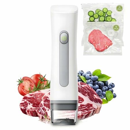 Handheld Vacuum Sealer with 30 Reusable Vacuum Bags, One-Touch Operation, Wireless & Portable for Kitchen Camping Travel