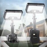 2 Pack Clip on Solar Lights Outdoor with Motion Sensor,Vertically Adjustable Solar Fence Lights,IP65 Waterproof Light for Chain Link Gutter Black