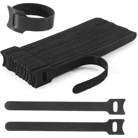 50 PCS 1.2CM x 20CM Reusable Cable Ties, Adjustable Cord Straps Wire Organizer Cord Wrap and Hook Loop Cable Management
