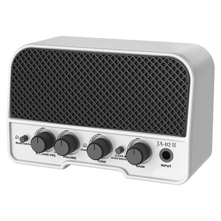 Mini Guitar Amp Rechargeable Electric Guitar Amplifer 5W, Clean, Overdrive Channels, Portable Small Amp for Guitarist Practice, White