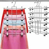 2PACKS Pants Hangers With Clips 6 Tiers Space Saving Closet Organizer Hook Foldable 12 Clips College Dorm Apartment Essentials Christmas Birthday Gift
