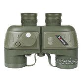 10X50 Waterproof Fogproof  Marine Binoculars w/Internal Rangefinder and Compass, Marine Binoculars for Men Women, Green