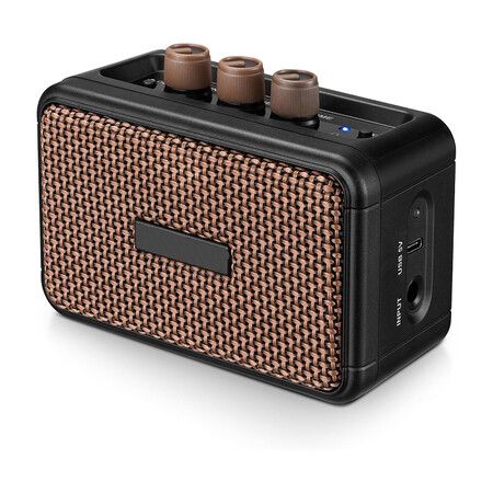 Mini Guitar Amplifier, Dual Speakers 5W, Rechargeable Electric Guitar Amp Bluetooth with Clean Overdrive, 6H Working, Headphone Jack