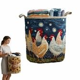Quilted Laundry Basket With Handles,Fabric Storage Hamper For Clothes & Toys,Lightweight Foldable Laundry Basket,Size S (14X18 Inch)