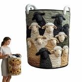 Quilted Laundry Basket With Handles,Fabric Storage Hamper For Clothes & Toys,Lightweight Foldable Laundry Basket,Size S (14X18 Inch)