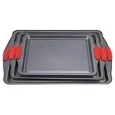 Baking Sheet Set, 3Pcs Cookie Sheet Set with Silicone Handles, Steel Baking Pans Set, Durable Baking Sheets for Oven, BPA Free Cookie Sheets
