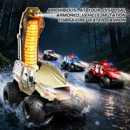 RC Car Amphibious 1:14 Snake Armor Water Cannon Spray Transform Battle Multiplayer Off Road Land Water Christmas Birthday Kids Gift COL.RED
