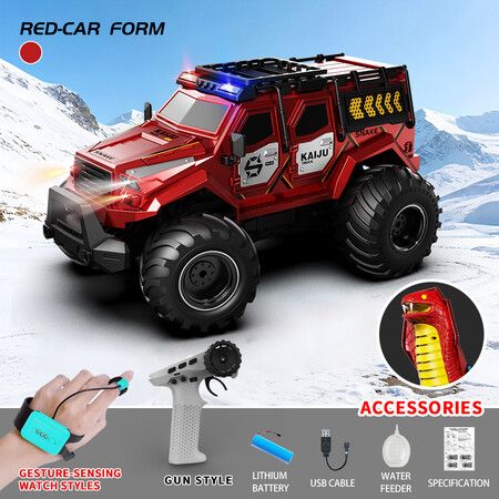 RC Car Amphibious 1:14 Snake Armor Water Cannon Spray Transform Battle Multiplayer Off Road Land Water Christmas Birthday Kids Gift COL.RED