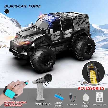 RC Car Amphibious 1:14 Snake Armor Water Cannon Spray Transform Battle Multiplayer Off Road Land Water Christmas Birthday Kids Gift COL.BLACK