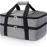 Double Decker Insulated Casserole Carrier,Thermal Food Bag Keeps Food Hot Cold,Lasagna Lugger Tote with Reinforced Handles,Fits 9" x 13" Baking Dish