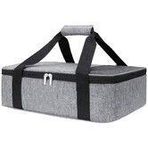 Insulated Casserole Carrier,Thermal Food Bag Keeps Food Hot & Cold, Lasagna Lugger Tote with Reinforced Handles,Fits 9" x 13" Baking Dish,Grey
