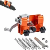 Klampero Chain Sharpener,Chainsaw Sharpener,Portable Hand Crank Chainsaw Chain Sharpener Set,Portable Household Hardware Tool (Yellow,Large 5Heads)