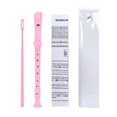 Pink Soprano Recorder for Kids Beginners 8 Hole Plastic German Fingering Flute 3 Piece with Cleaning Stick Storage Pouch Fingering Chart
