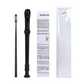 Black Soprano Recorder for Kids Beginners 8 Hole Plastic German Fingering Flute 3 Piece with Cleaning Stick Storage Pouch Fingering Chart