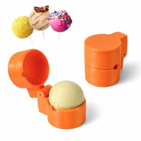 2Pcs Round Cake Pop Mold Shapes Press Set,3D Printed Sphere Circle Cake Pop Cutter and Pusher,Baking Tools Accessories for Baking Birthday Parties Orange