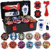 Battling Top Burst Gyro 12SET Spinning Tops Blade Set Grip Pull Ruler Launchers Storage Box Kids Toys Boy Christmas Birthday Gift