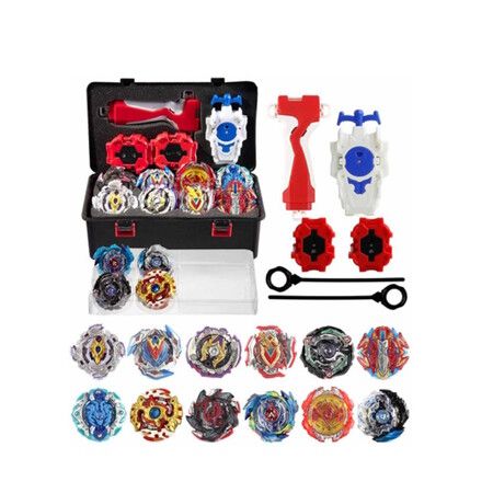 Battling Top Burst Gyro 12SET Spinning Tops Blade Set Grip Pull String 2 Right-Hand Pull Ruler Launchers  Storage Box Kids Toys Boy Christmas Birthday Gift