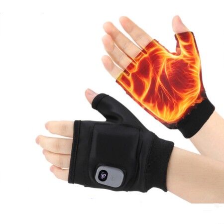 Electric Heated Fingerless Gloves,Rechargeable USB Warm Gloves with 3 Heat Levels,Thermal Half-Finger Gloves for Winter Typing Outdoor