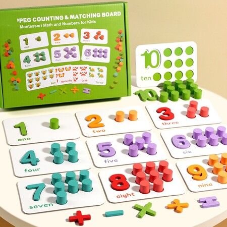 Montessori Counting Peg Board,Wooden Math Number Matching Game,Educational Learning Toy for Preschool Kids Ages 3+