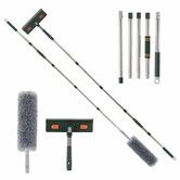 Window Squeegee Cleaner Tool with Extension Pole 22CM for Window Cleaning Kit with Scrubber Bendable Microfiber Feather Duster