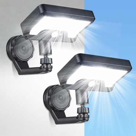 2Pcs Magnetic Solar Lights Outdoor, 600LM Motion Sensor Solar Wall Lights Outdoor with 270 Degree Wide Angle, IP65 Waterproof Magnetic Solar Light