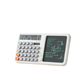 Calculator with Notepad, 12 Digit Solar & Battery Desktop Calculator with LCD Writing Pad, One-Key Erase Large Display for School Classroom (White)