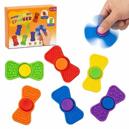 Sensory Fidget Toys Kids Adults 2-in-1 Spinner Textured Stress Anxiety Relief Autism ADHD Focus Quiet Desk Classroom Prize Christmas Birthday Gift