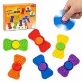 Sensory Fidget Toys Kids Adults 2-in-1 Spinner Textured Stress Anxiety Relief Autism ADHD Focus Quiet Desk Classroom Prize Christmas Birthday Gift